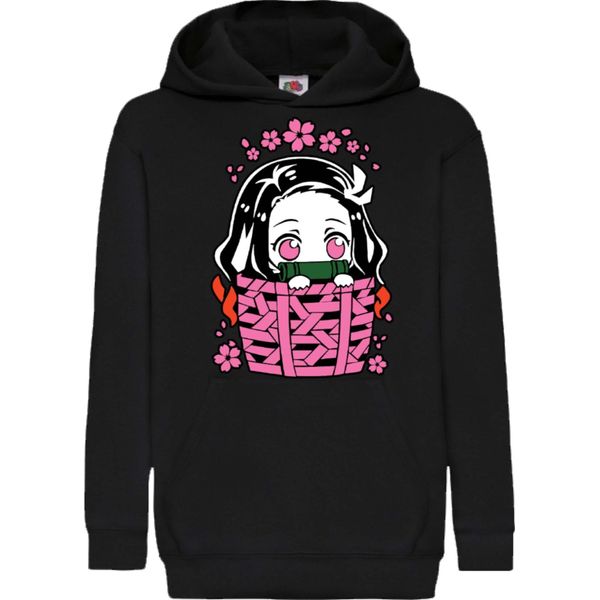 Felpe Con Cappuccio Per Bambini Anime Manga Demon Anime Slayer Nezuko Kamado 06, 5-6 Jahr - 116 / Noir-image