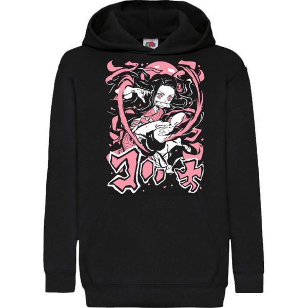 Felpe Con Cappuccio Per Bambini Demon Anime Slayer Nezuko Kamado 002, 5-6 Jahr - 116 / Noir-image
