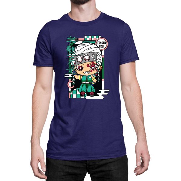 Maglietta Da Uomo Demon Anime Slayer Kimetsu No Yaiba Chibi Tengen Uzui, Man Xl , Bleu Foncé-image
