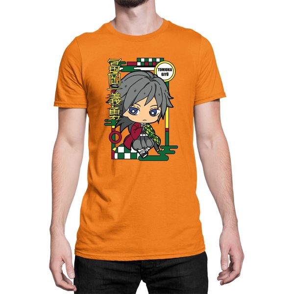 Maglietta Da Uomo Demon Anime Slayer Kimetsu No Yaiba Chibi Giyu Tomioka, Man S , Orange-image