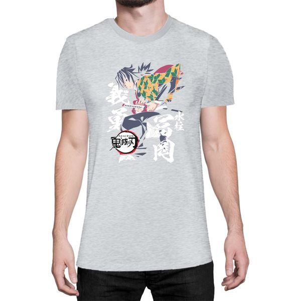 Maglietta Da Uomo Demon Anime Slayer Kimetsu No Yaiba Giyu Tomioka 02, Man Xl , Gris-image