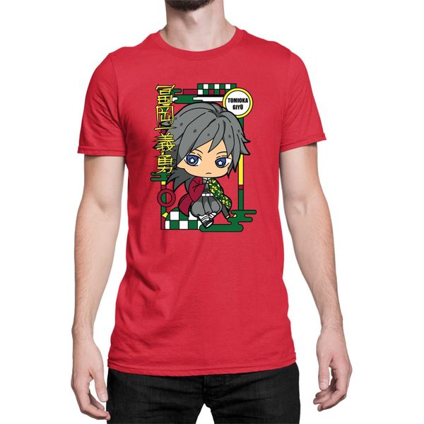 Maglietta Da Uomo Demon Anime Slayer Kimetsu No Yaiba Chibi Giyu Tomioka, Man Xl , Rouge-image