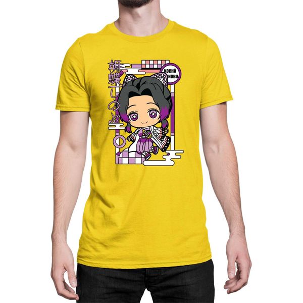 Maglietta Da Uomo Demon Anime Slayer Kimetsu No Yaiba Chibi Kocho Shinobu, Man 3XL , Jaune-image