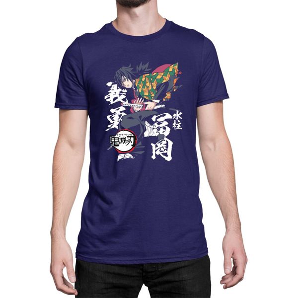 Maglietta Da Uomo Demon Anime Slayer Kimetsu No Yaiba Giyu Tomioka 02, Man 3XL , Bleu Foncé-image