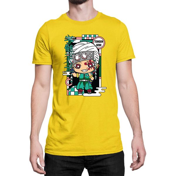 Maglietta Da Uomo Demon Anime Slayer Kimetsu No Yaiba Chibi Tengen Uzui, Man M , Jaune-image