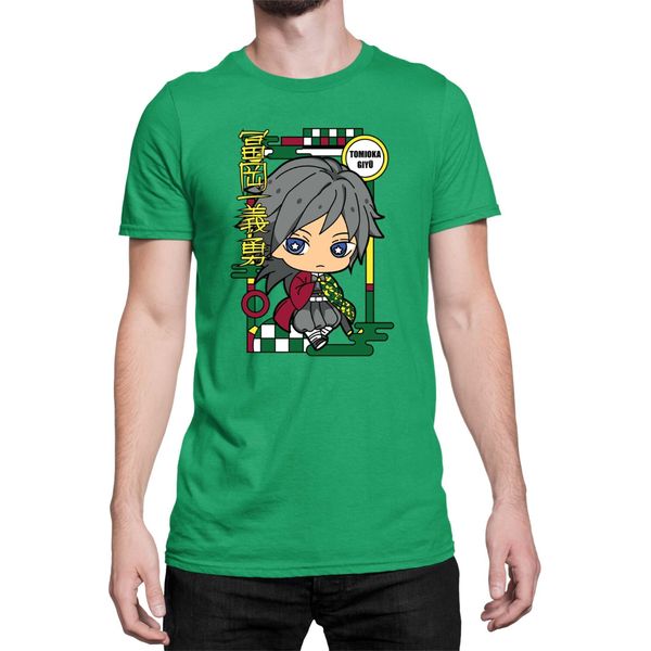 Maglietta Da Uomo Demon Anime Slayer Kimetsu No Yaiba Chibi Giyu Tomioka, Man L , Vert-image