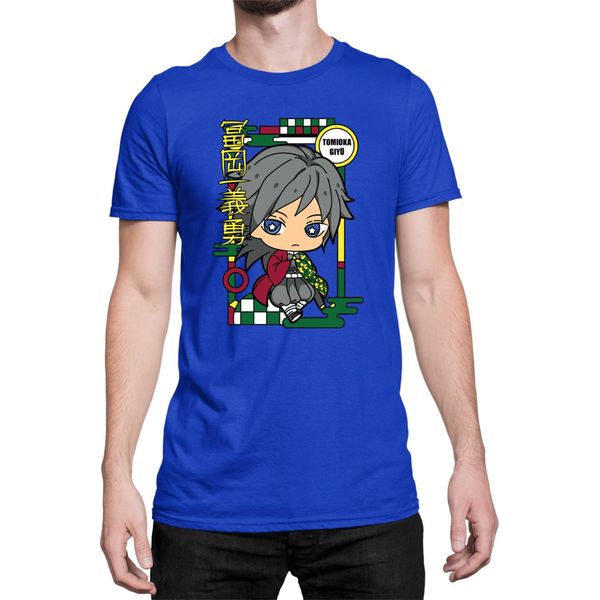 Maglietta Da Uomo Demon Anime Slayer Kimetsu No Yaiba Chibi Giyu Tomioka, Man Xl , Bleu-image