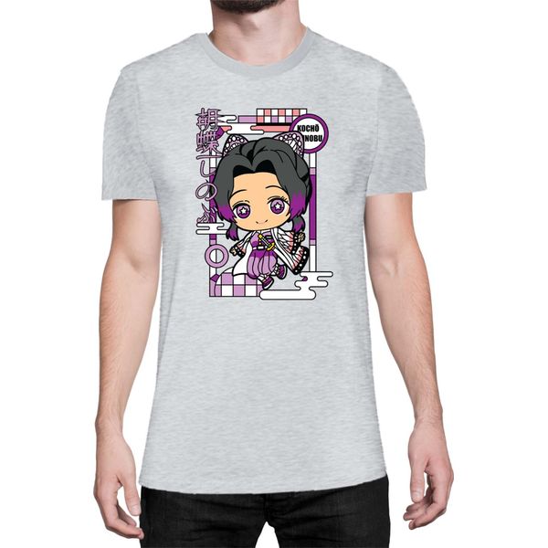 Maglietta Da Uomo Demon Anime Slayer Kimetsu No Yaiba Chibi Kocho Shinobu, Man L , Gris-image