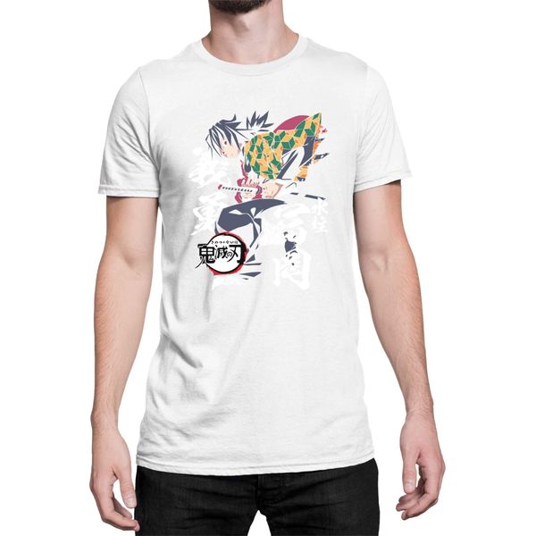 Maglietta Da Uomo Demon Anime Slayer Kimetsu No Yaiba Giyu Tomioka 02, Man 4XL , Blanc-image