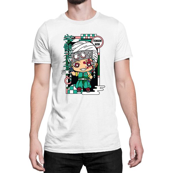 Maglietta Da Uomo Demon Anime Slayer Kimetsu No Yaiba Chibi Tengen Uzui, Man 5XL , Blanc-image