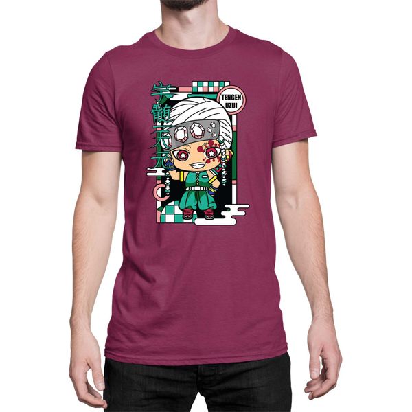 Maglietta Da Uomo Demon Anime Slayer Kimetsu No Yaiba Chibi Tengen Uzui, Man Xl , Bordeaux-image