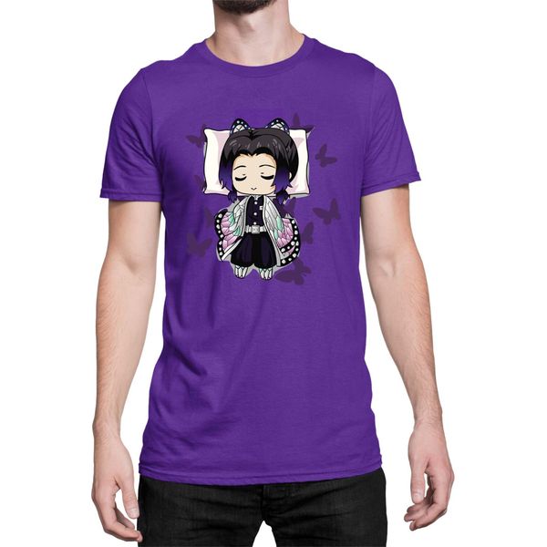 Maglietta Da Uomo Demon Anime Slayer Kimetsu No Yaiba Shinobu Kocho Sleeping, Man M , Lilas-image