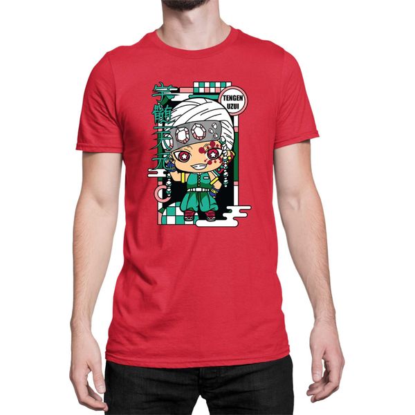 Maglietta Da Uomo Demon Anime Slayer Kimetsu No Yaiba Chibi Tengen Uzui, Man S , Rouge-image