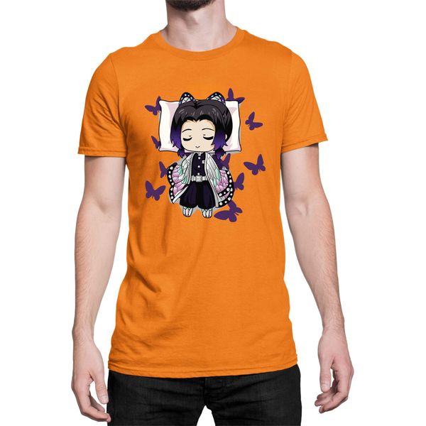 Maglietta Da Uomo Demon Anime Slayer Kimetsu No Yaiba Shinobu Kocho Sleeping, Man M , Orange-image