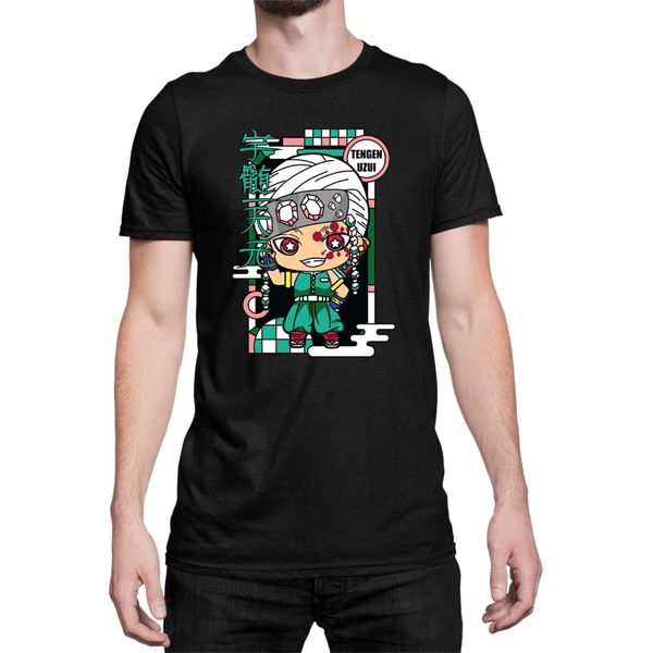 Maglietta Da Uomo Demon Anime Slayer Kimetsu No Yaiba Chibi Tengen Uzui, Man S , Noir-image