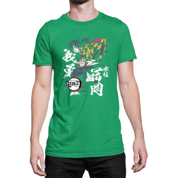 Maglietta Da Uomo Demon Anime Slayer Kimetsu No Yaiba Giyu Tomioka 02, Man 2XL , Vert-image