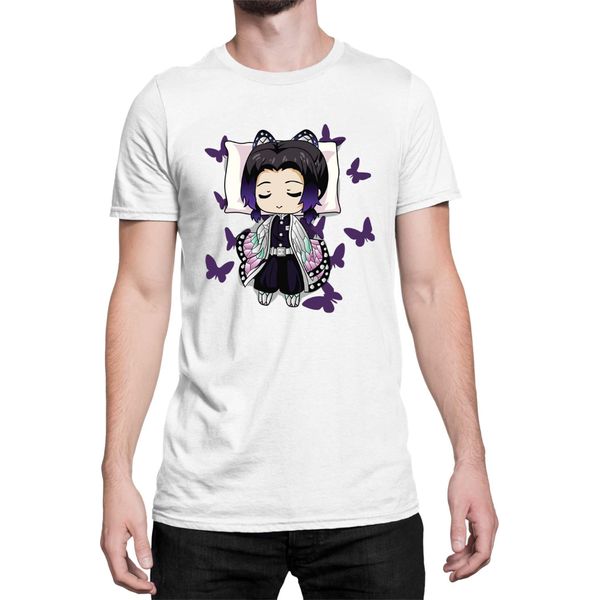 Maglietta Da Uomo Demon Anime Slayer Kimetsu No Yaiba Shinobu Kocho Sleeping, Man Xl , Blanc-image