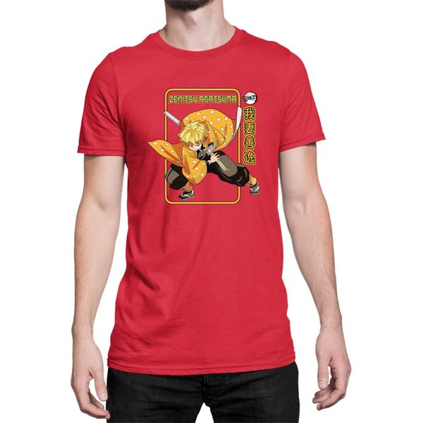 Maglietta Da Uomo Demon Anime Slayer Kimetsu No Yaiba Zenitsu Agatsuma Pose, Man Xl , Rouge-image
