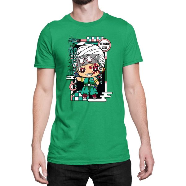 Maglietta Da Uomo Demon Anime Slayer Kimetsu No Yaiba Chibi Tengen Uzui, Man M , Vert-image