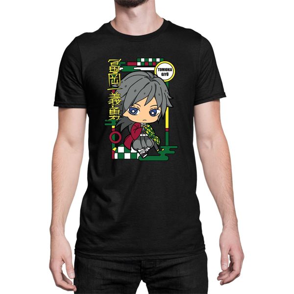 Maglietta Da Uomo Demon Anime Slayer Kimetsu No Yaiba Chibi Giyu Tomioka, Man 2XL , Noir-image