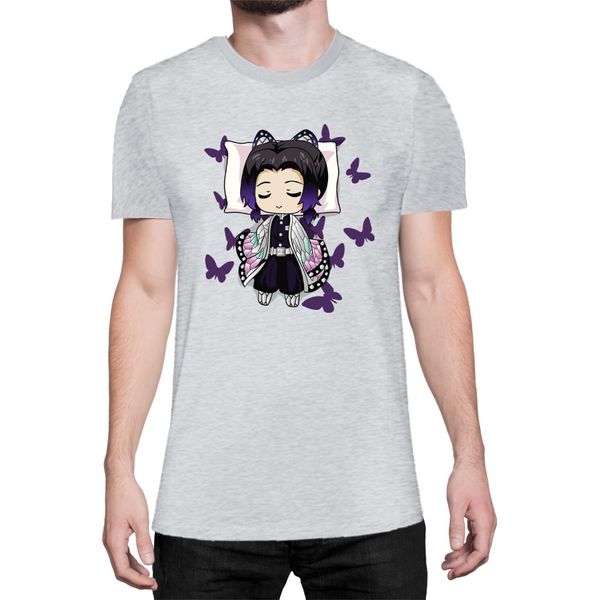 Maglietta Da Uomo Demon Anime Slayer Kimetsu No Yaiba Shinobu Kocho Sleeping, Man L , Gris-image