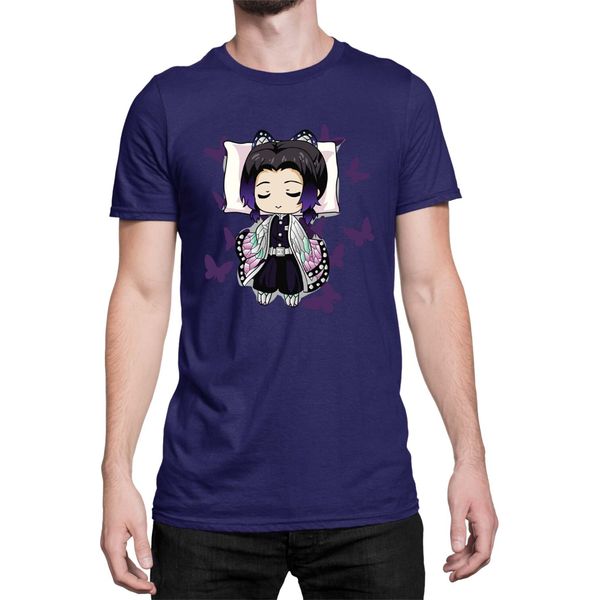 Maglietta Da Uomo Demon Anime Slayer Kimetsu No Yaiba Shinobu Kocho Sleeping, Man 2XL , Bleu Foncé-image