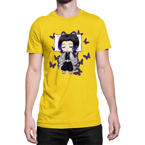 Maglietta Da Uomo Demon Anime Slayer Kimetsu No Yaiba Shinobu Kocho Sleeping, Man S , Jaune-image