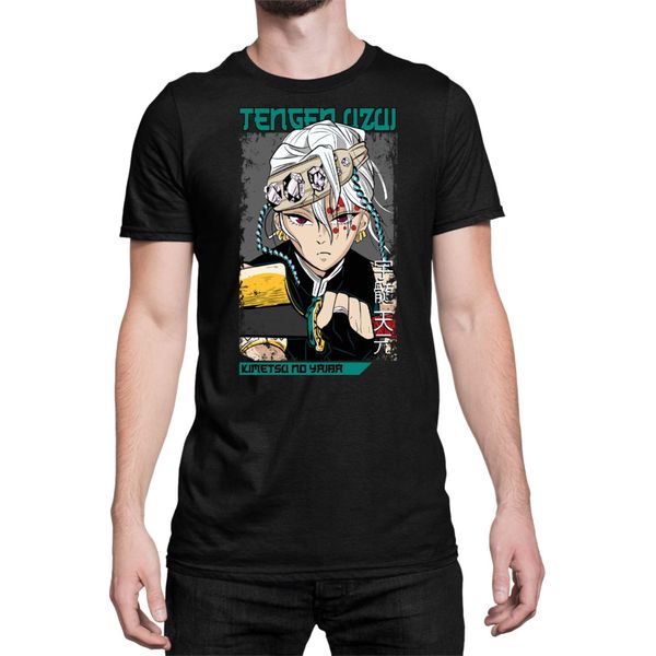 Maglietta Da Uomo Demon Anime Slayer Kimetsu No Yaiba Uzui Tengen 001, Man 5XL , Noir-image