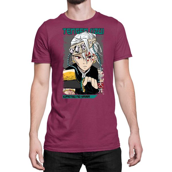 Maglietta Da Uomo Demon Anime Slayer Kimetsu No Yaiba Uzui Tengen 001, Man 2XL , Bordeaux-image
