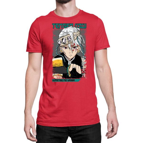 Maglietta Da Uomo Demon Anime Slayer Kimetsu No Yaiba Uzui Tengen 001, Man M , Rouge-image