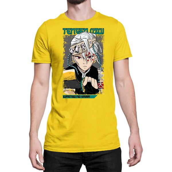 Maglietta Da Uomo Demon Anime Slayer Kimetsu No Yaiba Uzui Tengen 001, Man 2XL , Jaune-image