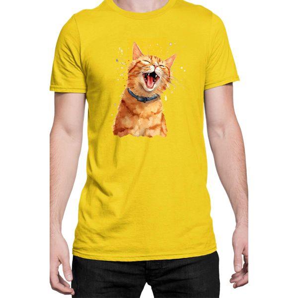 Maglietta Da Uomo Funny Cats Breeds American Shorthair Cat, Man 2XL , Jaune-image