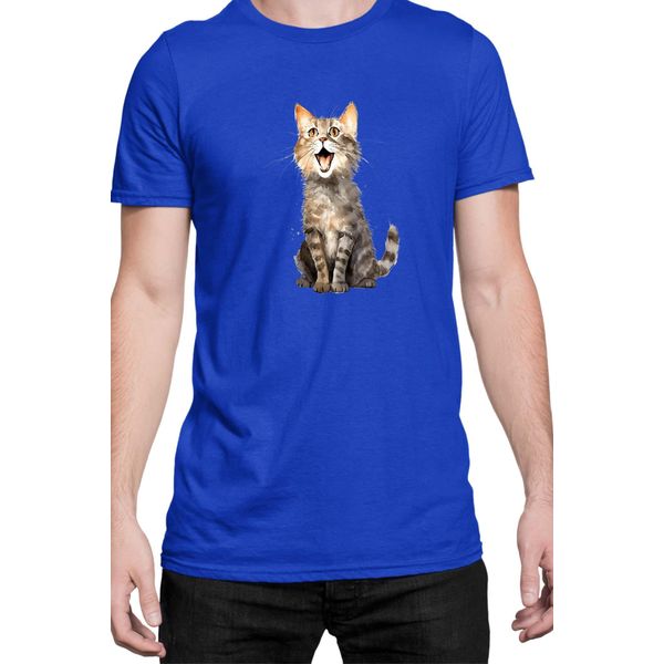 Maglietta Da Uomo Funny Cats Breeds Domestic Shorthair Cat, Man 2XL , Bleu-image
