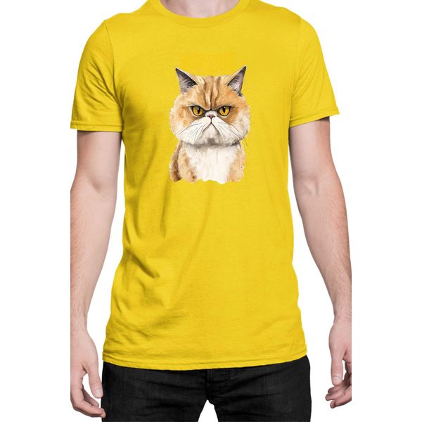 Maglietta Da Uomo Funny Cats Breeds Exotic Shorthair Cat, Man 3XL , Jaune-image