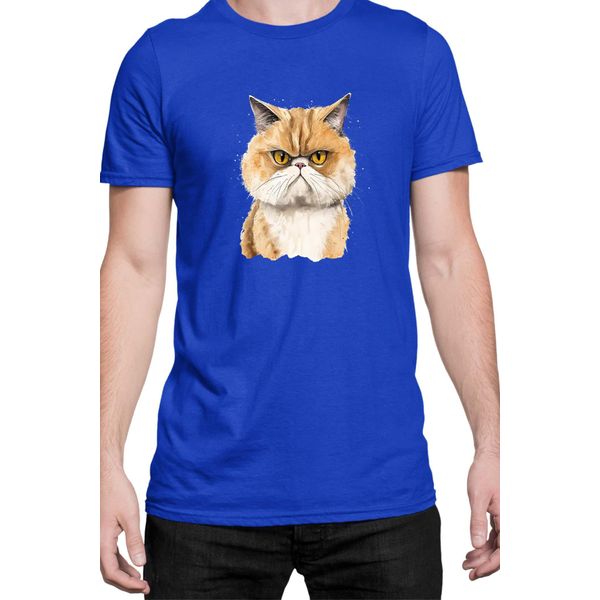 Maglietta Da Uomo Funny Cats Breeds Exotic Shorthair Cat, Man M , Bleu-image