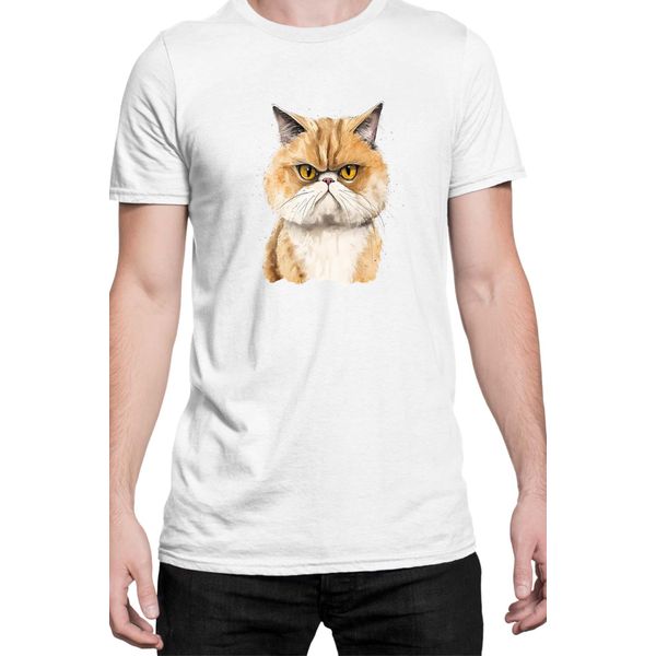 Maglietta Da Uomo Funny Cats Breeds Exotic Shorthair Cat, Man 5XL , Blanc-image