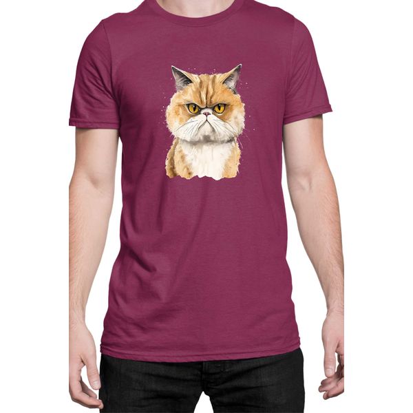 Maglietta Da Uomo Funny Cats Breeds Exotic Shorthair Cat, Man 2XL , Bordeaux-image
