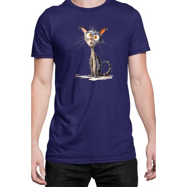 Maglietta Da Uomo Funny Cats Breeds Oriental Shorthair Cat, Man 2XL , Bleu Foncé-image