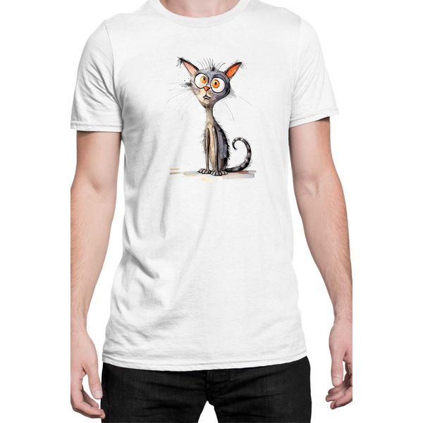 Maglietta Da Uomo Funny Cats Breeds Oriental Shorthair Cat, Man 2XL , Blanc-image