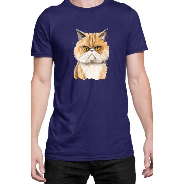 Maglietta Da Uomo Funny Cats Breeds Exotic Shorthair Cat, Man Xl , Bleu Foncé-image