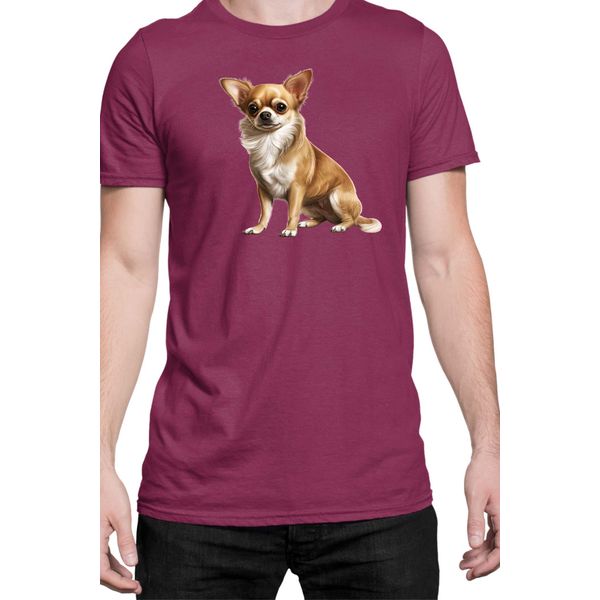 Maglietta Da Uomo Dogs Breeds Chihuahua Dog Breed 006, Man M , Bordeaux-image
