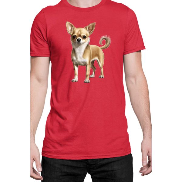 Maglietta Da Uomo Dogs Breeds Chihuahua Dog Breed 005, Man 2XL , Rouge-image