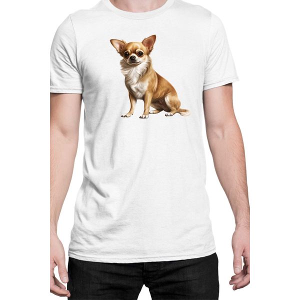 Maglietta Da Uomo Dogs Breeds Chihuahua Dog Breed 006, Man 5XL , Blanc-image