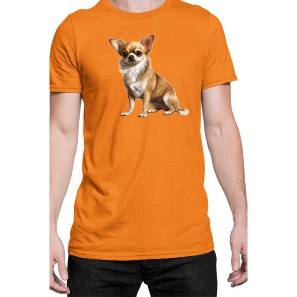 Maglietta Da Uomo Dogs Breeds Chihuahua Dog Breed 006, Man L , Orange-image