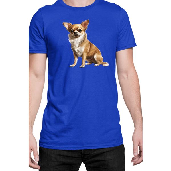 Maglietta Da Uomo Dogs Breeds Chihuahua Dog Breed 006, Man 2XL , Bleu-image