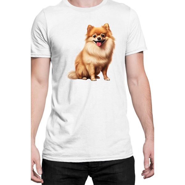 Maglietta Da Uomo Dogs Breeds Pomeranian Dog Breed 006, Man 2XL , Blanc-image