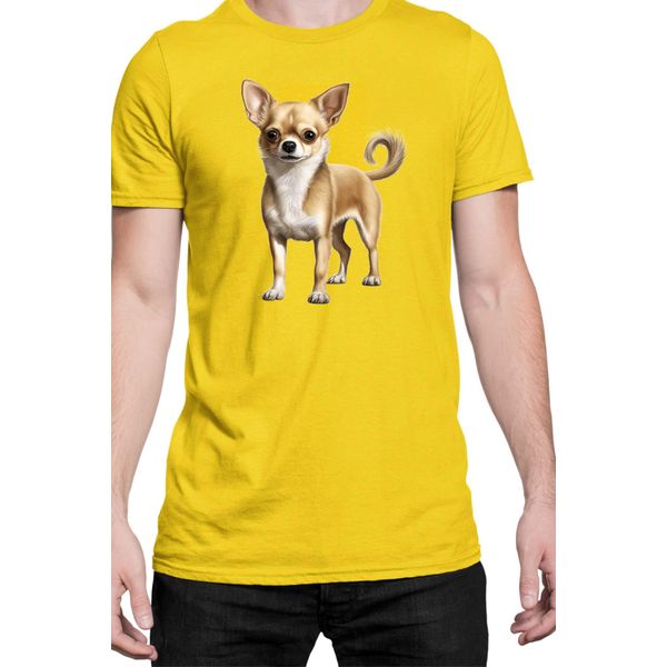 Maglietta Da Uomo Dogs Breeds Chihuahua Dog Breed 005, Man 2XL , Jaune-image