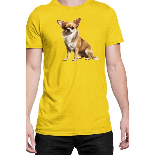 Maglietta Da Uomo Dogs Breeds Chihuahua Dog Breed 006, Man 2XL , Jaune-image