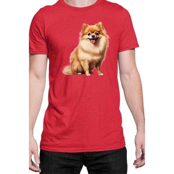 Maglietta Da Uomo Dogs Breeds Pomeranian Dog Breed 006, Man Xl , Rouge-image