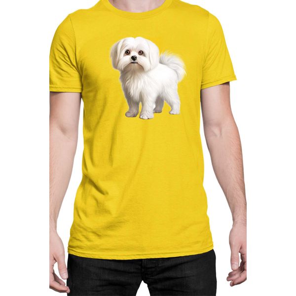 Maglietta Da Uomo Dogs Breeds Maltese Dog Breed 005, Man M , Jaune-image